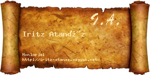 Iritz Atanáz névjegykártya
